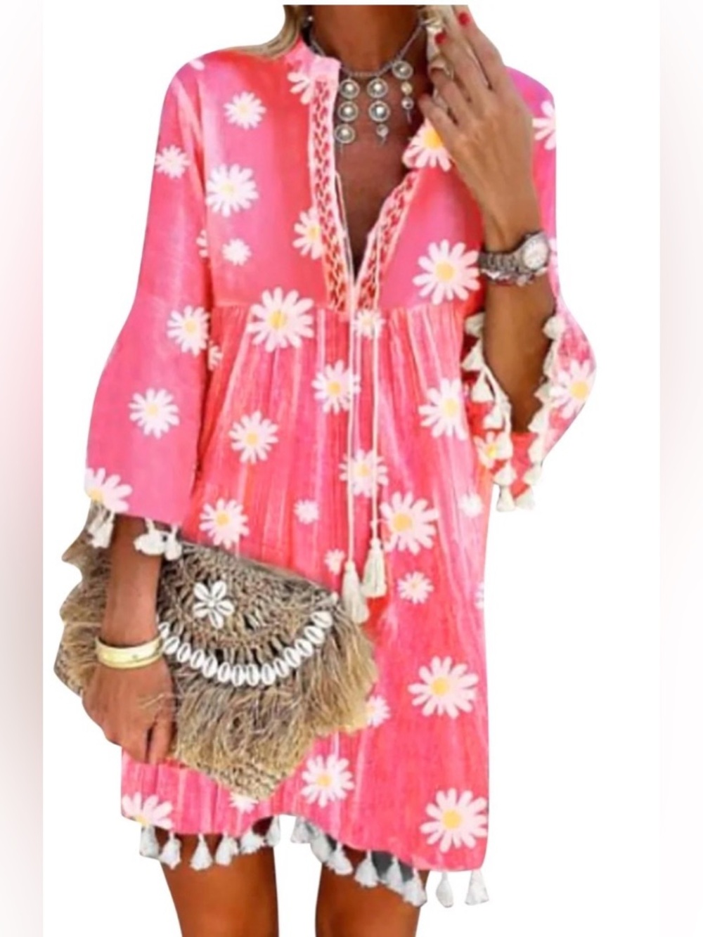Med Daisy Boho Sundress/Mini Dress NWOT - Picture 3 of 9